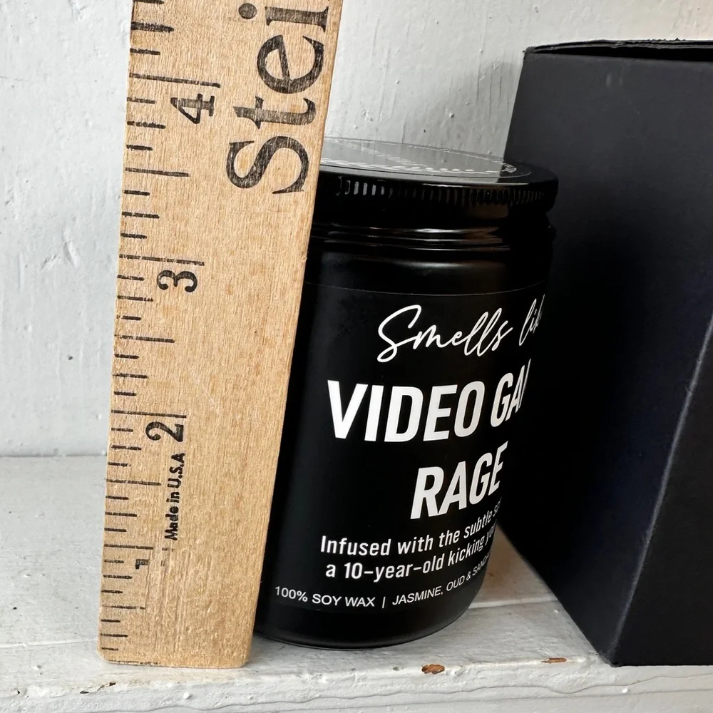 NEW Candle Smells Like Video Game Rage Black Jasmine Soy Wax Oud Sandlewood Box - Picture 4 of 6